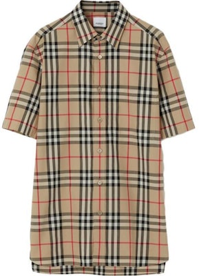 Burberry Check Cotton Short Sleeve Shirt Beige 80795871 Buy Burberry Check Cotton Short Sleeve Shirt Beige 80795871