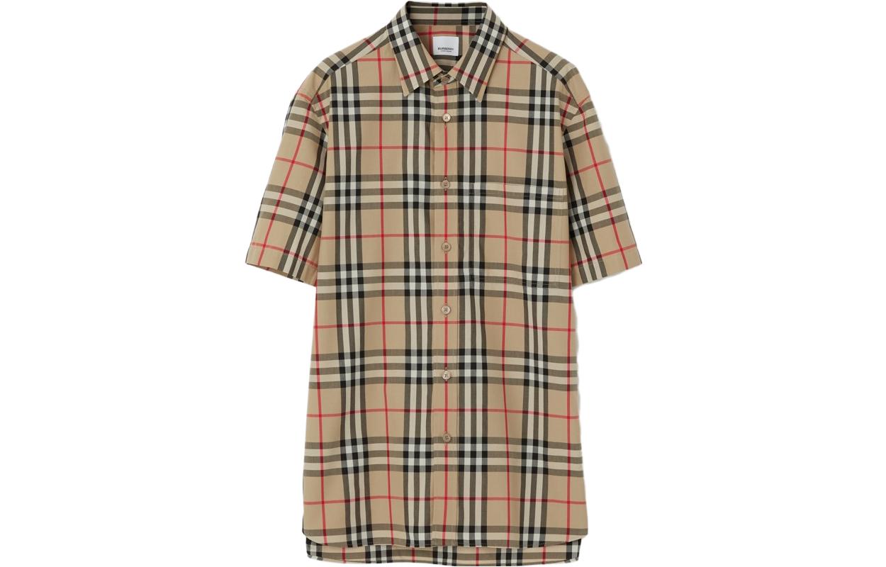 Order Burberry  Check Cotton Short Sleeve Shirt Beige 80795871