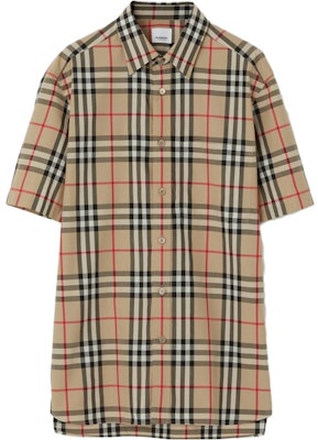 Burberry Check Cotton Short Sleeve Shirt Beige 80795871 Order Burberry Check Cotton Short Sleeve Shirt Beige 80795871