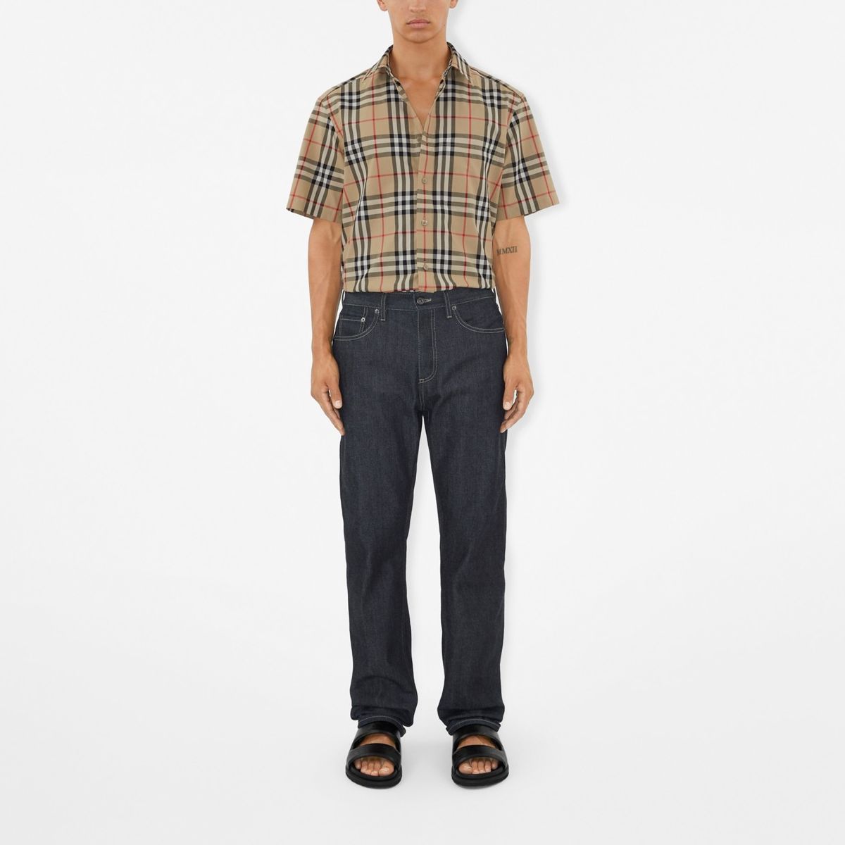 Lookbook Burberry  Check Cotton Short Sleeve Shirt Beige 80795871