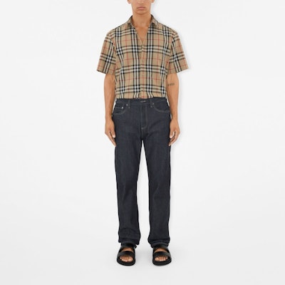 Burberry Check Cotton Short Sleeve Shirt Beige 80795871 Lookbook Burberry Check Cotton Short Sleeve Shirt Beige 80795871