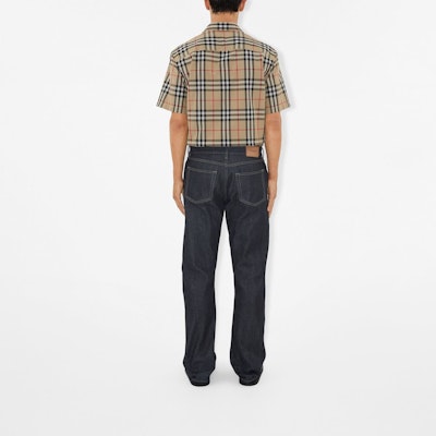 Burberry Check Cotton Short Sleeve Shirt Beige 80795871 Shop Burberry Check Cotton Short Sleeve Shirt Beige 80795871