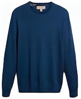 Burberry Check Crewneck Cashmere Sweater in Dark Teal. 40228221 Burberry Check Crewneck Cashmere Sweater in Dark Teal. 40228221