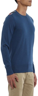 博柏利深青色格纹圆领羊绒毛衣 40228221 Shop 博柏利深青色格纹圆领羊绒毛衣 40228221