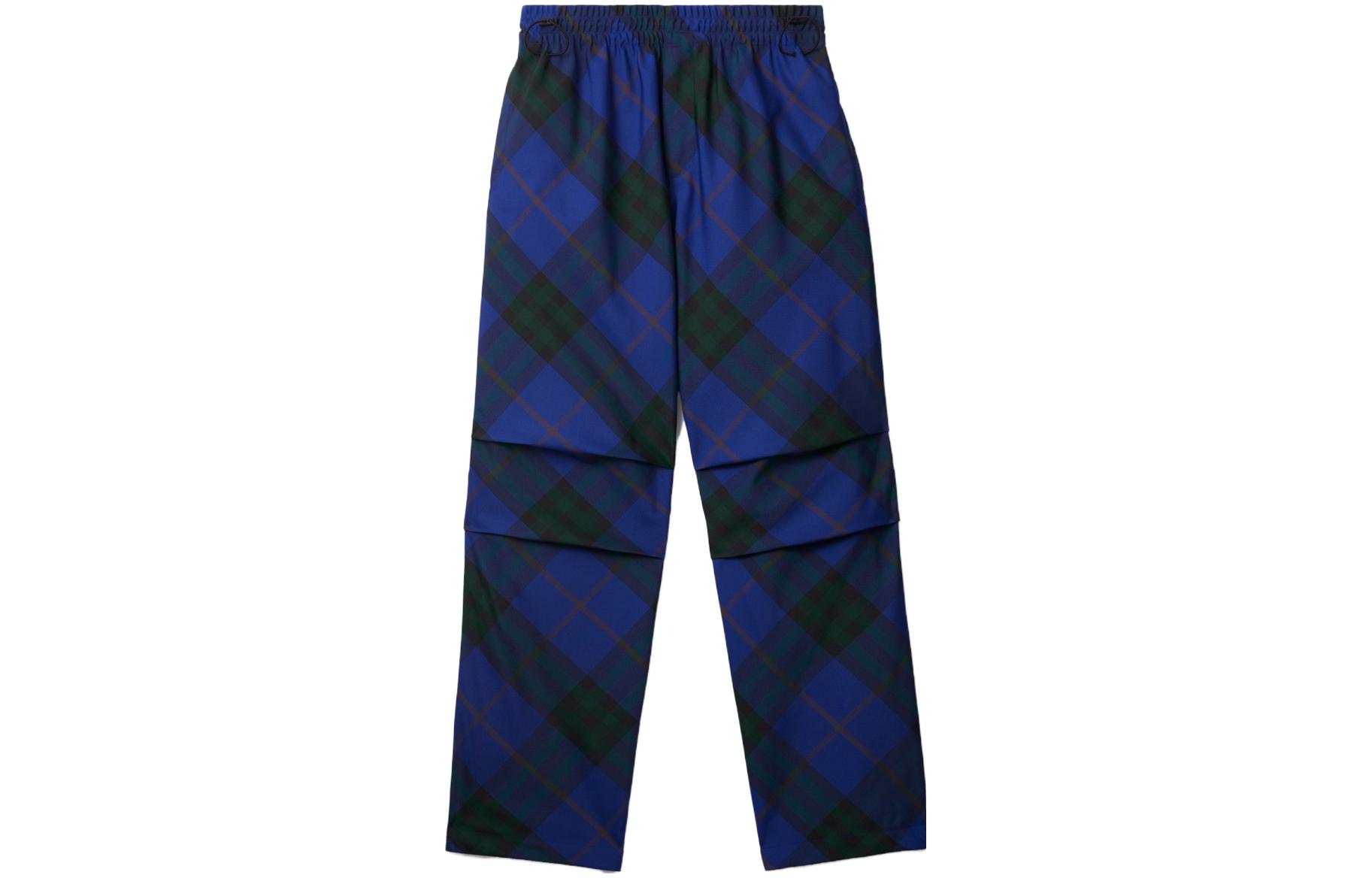 Burberry  Check Drawstring Straight-Leg Casual Pants - Knight Blue. 80833721