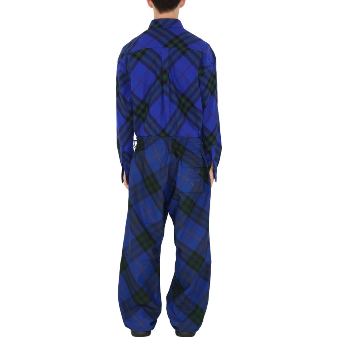 Purchase Burberry Celana Santai Straight-Leg Drawstring Kotak - Knight Blue. 80833721