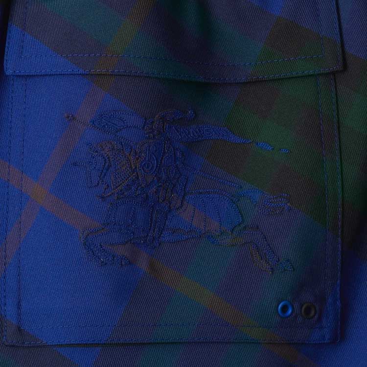 Sizing Burberry Celana Santai Straight-Leg Drawstring Kotak - Knight Blue. 80833721