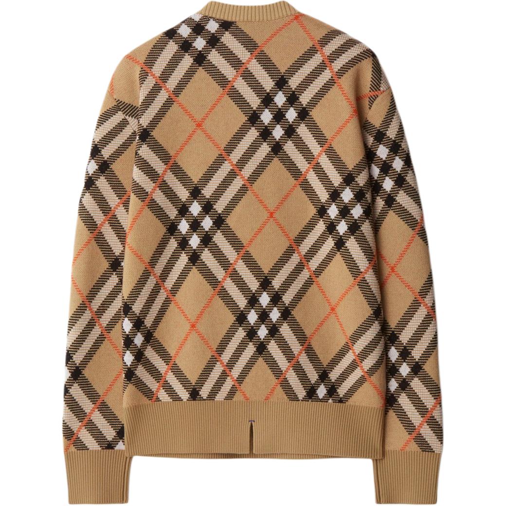 Lookbook Burberry Check Knit Crewneck Loose-Fit Sweater Beige Lelaki/Wanita. 80934971