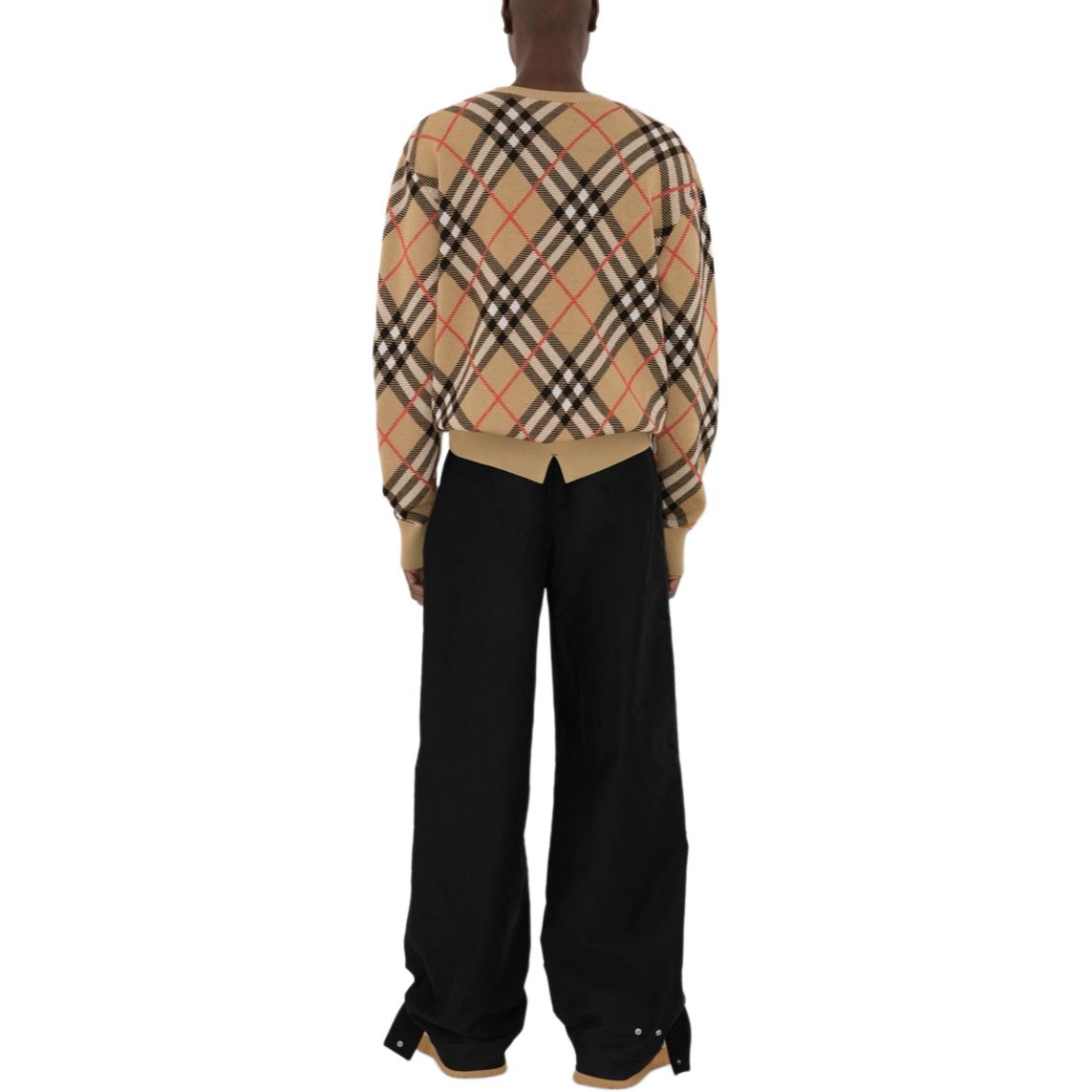 Purchase Burberry Check Knit Crewneck Loose-Fit Sweater Beige Lelaki/Wanita. 80934971