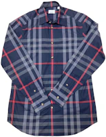 Burberry Check Long Sleeve Button-Up Shirt in Dark Blue. 80842881 Burberry Check Long Sleeve Button-Up Shirt in Dark Blue. 80842881