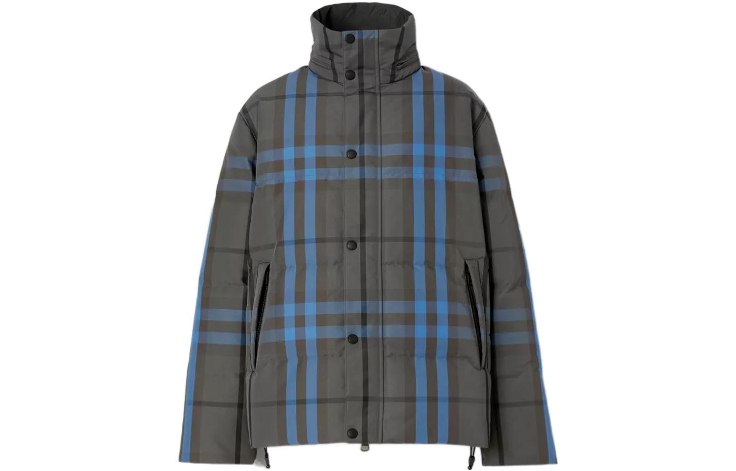 Burberry  Check Long Sleeve Down Jacket Gray 80585361