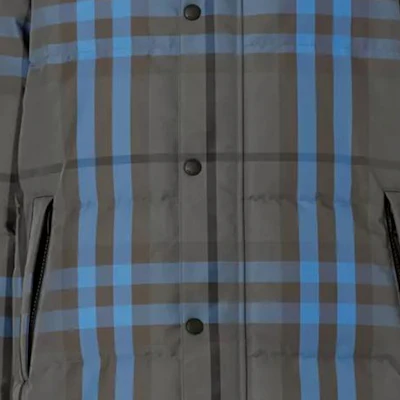 Burberry Check Long Sleeve Down Jacket Gray 80585361 1