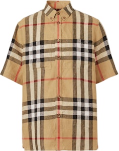 버버리 체크 패턴 린넨 반팔 셔츠 아카이브 베이지. 80510731 Buy 버버리 체크 패턴 린넨 반팔 셔츠 아카이브 베이지. 80510731