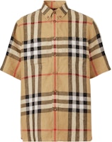 Camisa de Manga Corta Holgada de Lino con Patrón a Cuadros de Burberry Beige Archivo. 80510731 Order Camisa de Manga Corta Holgada de Lino con Patrón a Cuadros de Burberry Beige Archivo. 80510731