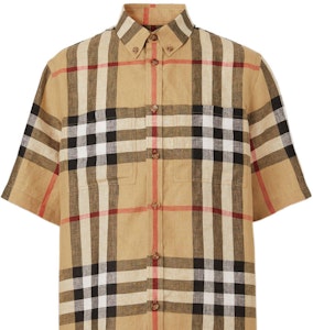 버버리 체크 패턴 린넨 반팔 셔츠 아카이브 베이지. 80510731 Details for 버버리 체크 패턴 린넨 반팔 셔츠 아카이브 베이지. 80510731