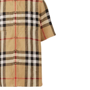 버버리 체크 패턴 린넨 반팔 셔츠 아카이브 베이지. 80510731 Sizing 버버리 체크 패턴 린넨 반팔 셔츠 아카이브 베이지. 80510731