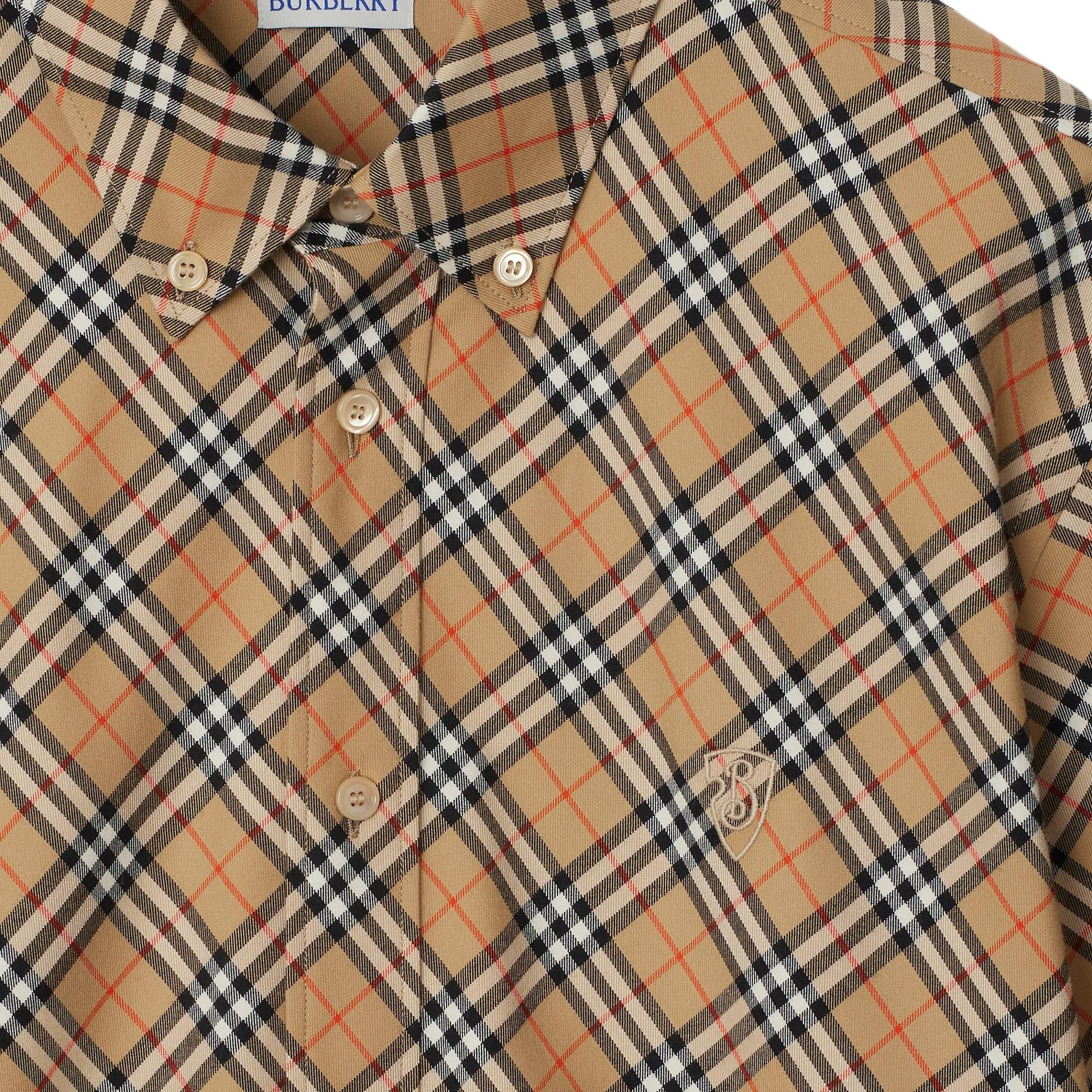 Burberry  Check Pattern Long-Sleeve Button-Up Shirt Beige. 80988441 圖 6