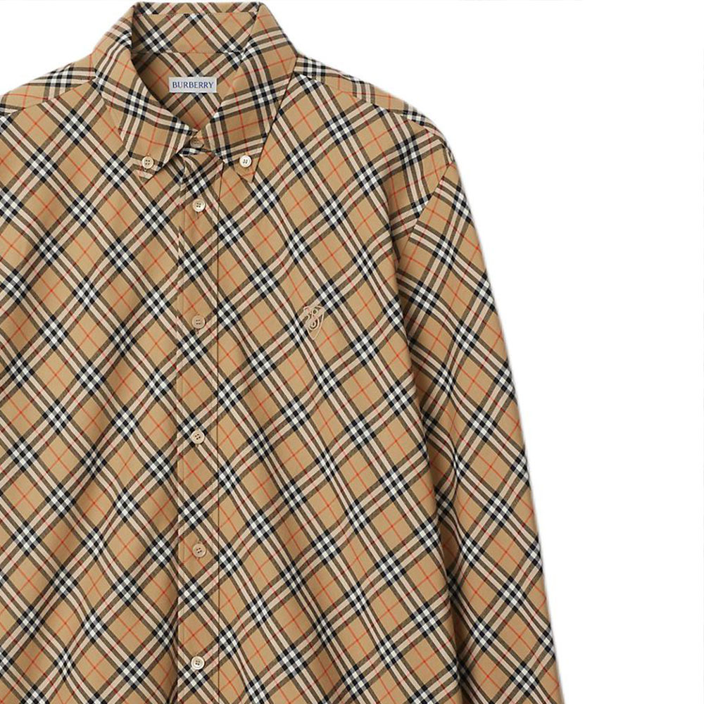 Burberry  Check Pattern Long-Sleeve Button-Up Shirt Beige. 80988441 圖 7