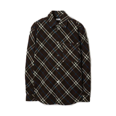 Burberry Check Pattern Long Sleeve Shirt Brown 80992301