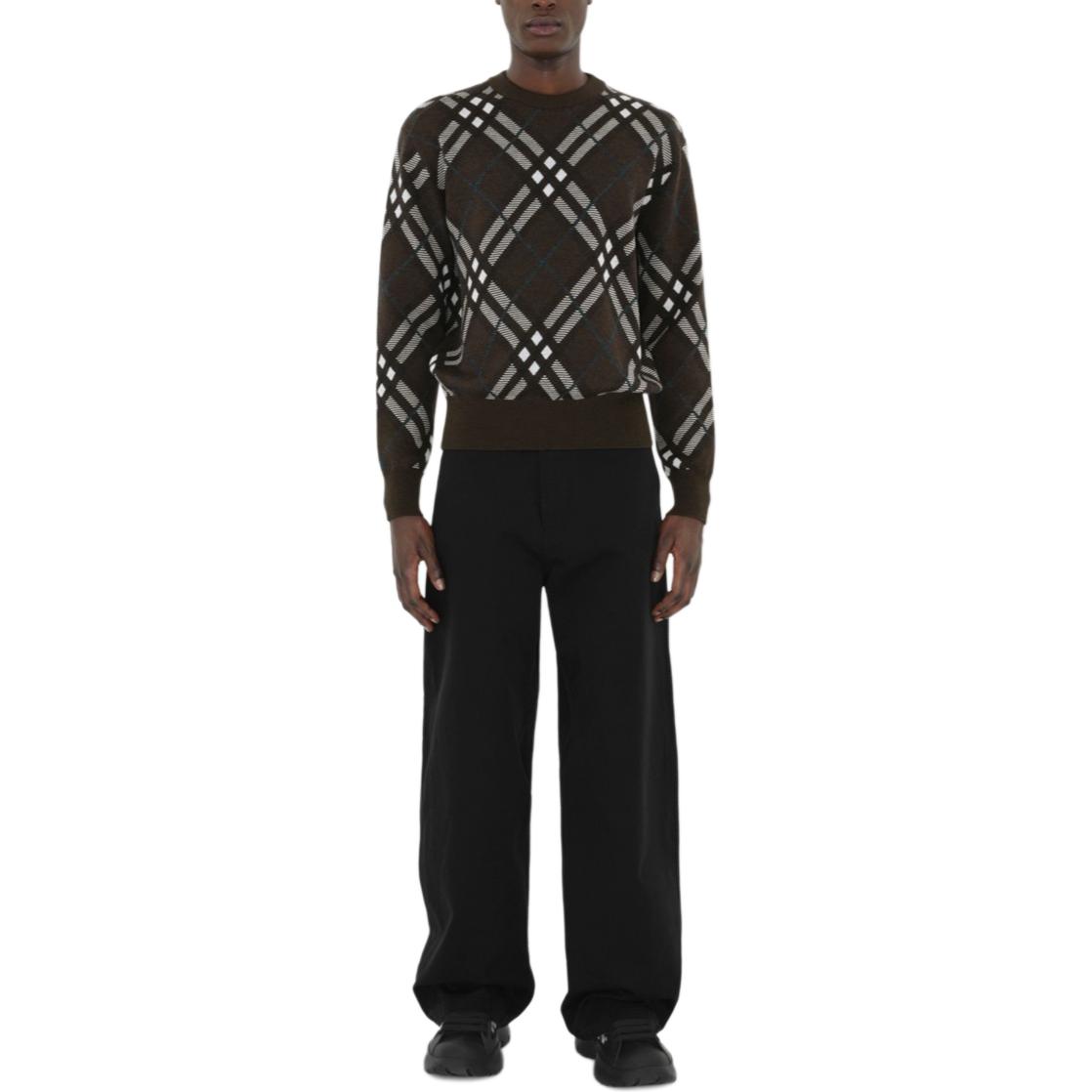 Shop 博柏利经典格纹宽松圆领毛衣棕色 80934991