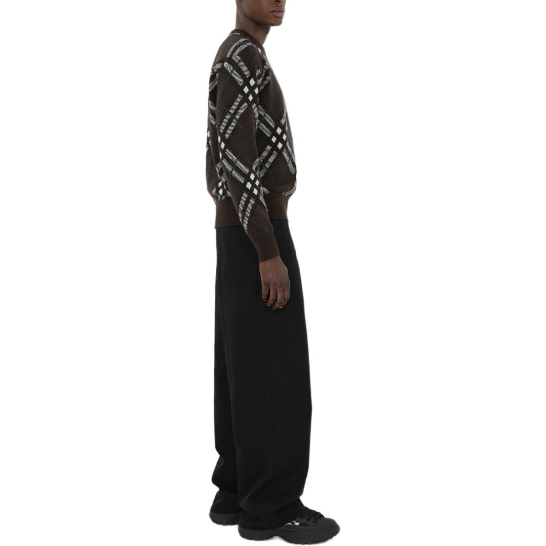 Details for 博柏利经典格纹宽松圆领毛衣棕色 80934991