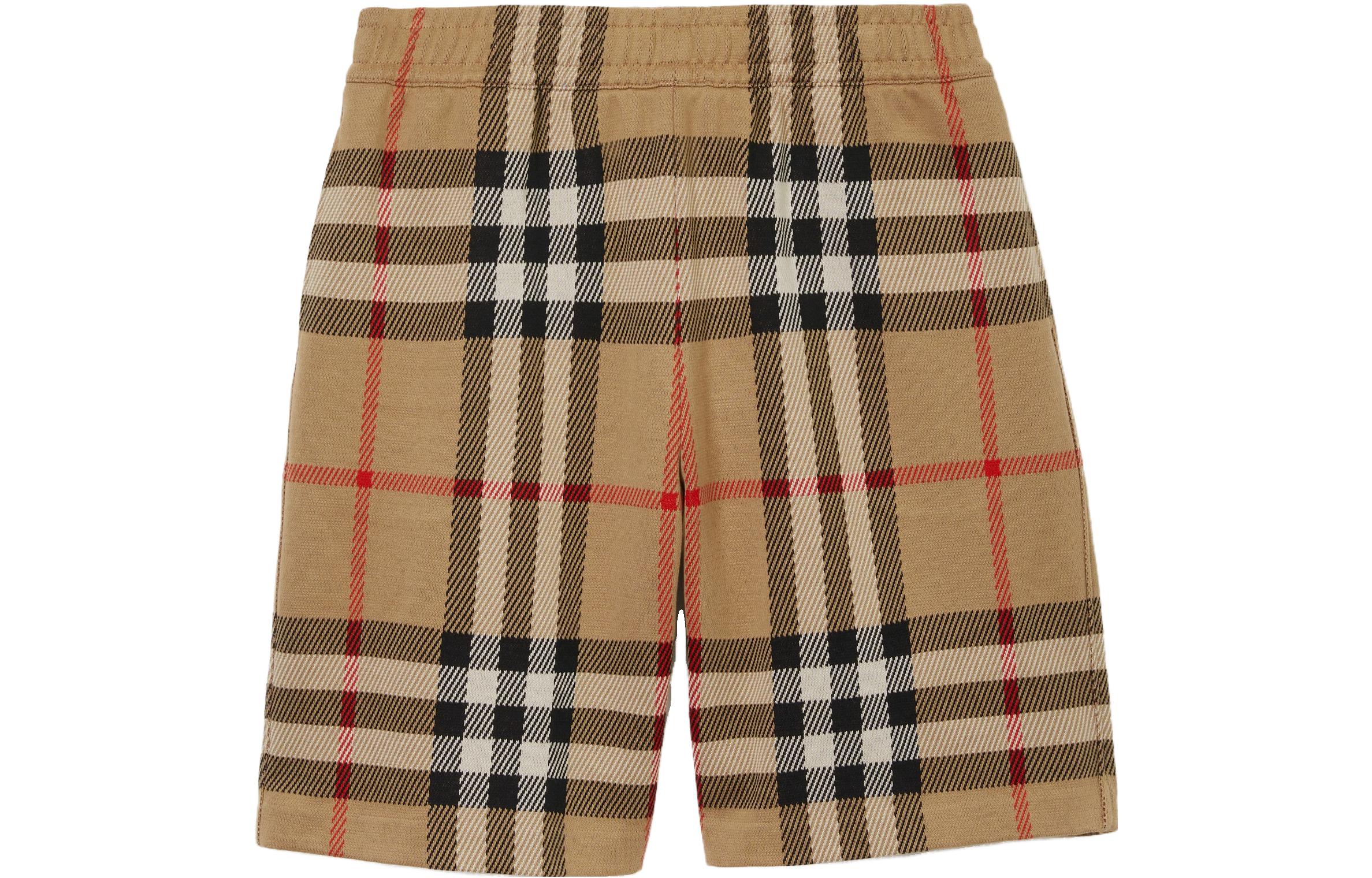 Burberry  Check Print Elastic Waist Casual Shorts Khaki. 80726661