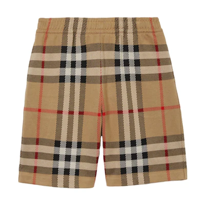 Burberry Check Print Elastic Waist Casual Shorts Khaki. 80726661