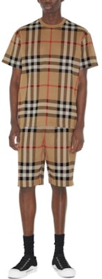 Burberry Seluar Pendek Santai Cetak Kotak Elastik Pinggang Khaki. 80726661 Lookbook Burberry Seluar Pendek Santai Cetak Kotak Elastik Pinggang Khaki. 80726661