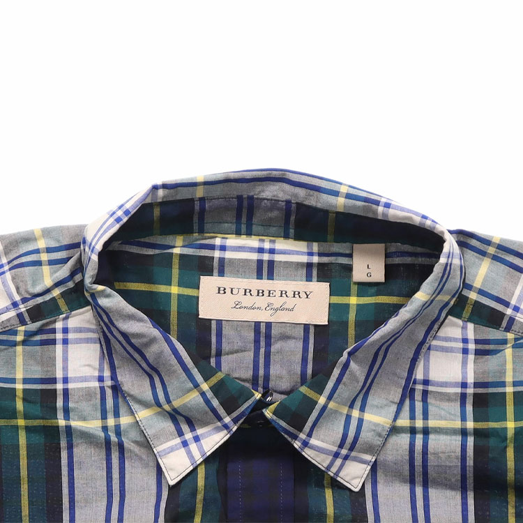 Sizing 버버리 체크 프린트 긴팔 버튼업 셔츠 네이비 블루 40618961