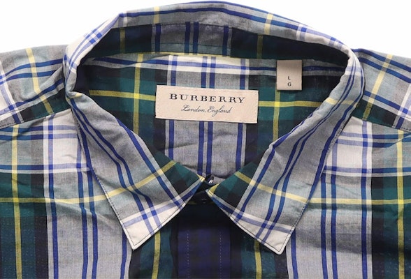 버버리 체크 프린트 긴팔 버튼업 셔츠 네이비 블루 40618961 Sizing 버버리 체크 프린트 긴팔 버튼업 셔츠 네이비 블루 40618961