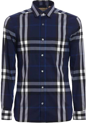 Burberry Check Print Long Sleeve Button-Up Shirt Blue White 80733991 Buy Burberry Check Print Long Sleeve Button-Up Shirt Blue White 80733991