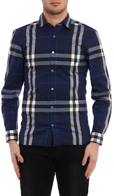 Burberry Check Print Long Sleeve Button-Up Shirt Blue White 80733991 Shop Burberry Check Print Long Sleeve Button-Up Shirt Blue White 80733991