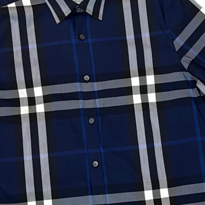 Burberry Check Print Long Sleeve Button-Up Shirt Blue White 80733991 Sizing Burberry Check Print Long Sleeve Button-Up Shirt Blue White 80733991