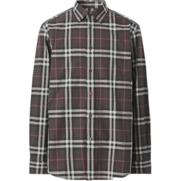 Burberry  Check Print Long Sleeve Shirt with Single Button Placket. 80455611