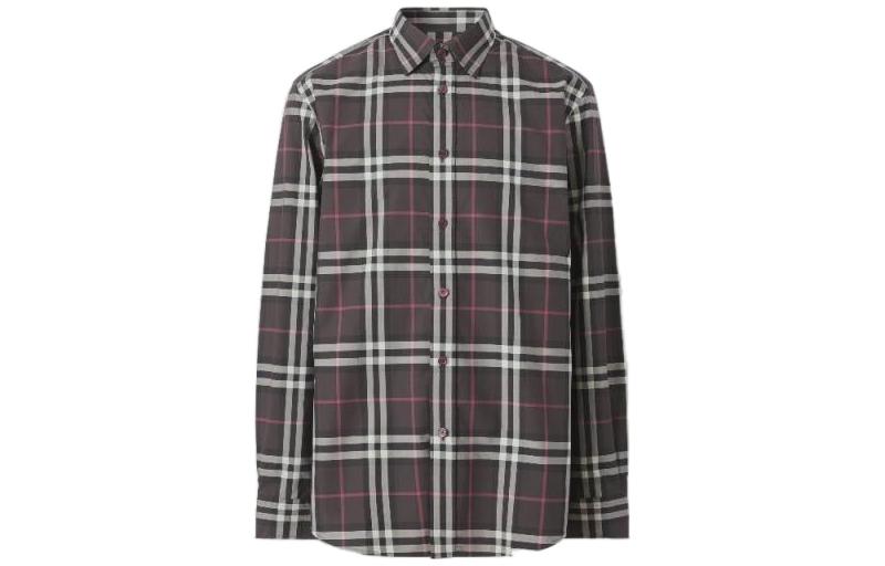 Order Burberry 格紋長袖襯衫 單鈕門襟設計 80455611