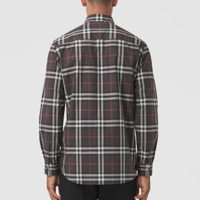 Burberry 格紋長袖襯衫 單鈕門襟設計 80455611 Shop Burberry 格紋長袖襯衫 單鈕門襟設計 80455611