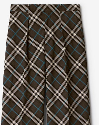 Burberry Check Print Loose Fit Zipper Pleated Casual Pants in Comfort Brown 80951451 Cheap Burberry Check Print Loose Fit Zipper Pleated Casual Pants in Comfort Brown 80951451