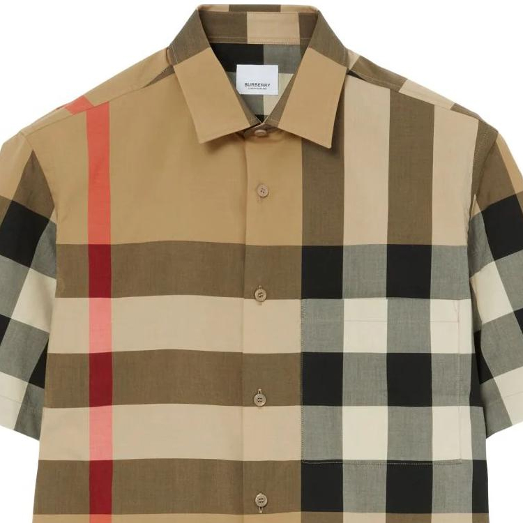 Details for Burberry Kemeja Kasual Lengan Pendek Cetak Kotak Pelbagai Warna. 80795911