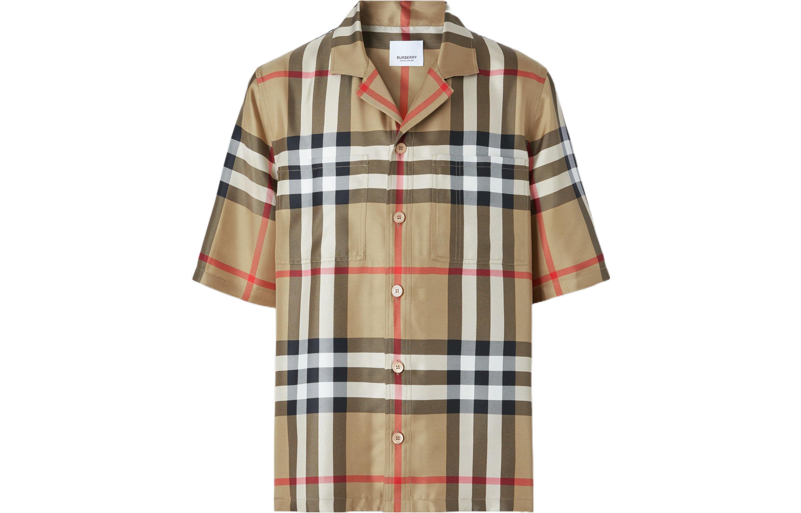 Order Burberry  Check Short-Sleeve Button-Up Shirt in Archive Beige. 80502791