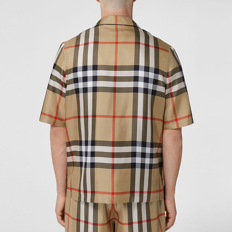 Details for Burberry  Check Short-Sleeve Button-Up Shirt in Archive Beige. 80502791
