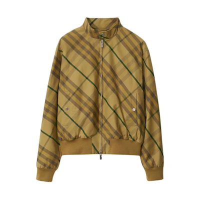 Burberry Check Stand Collar Zip-Up Jacket SS24 Cedar Color Oversized Fit 80814181