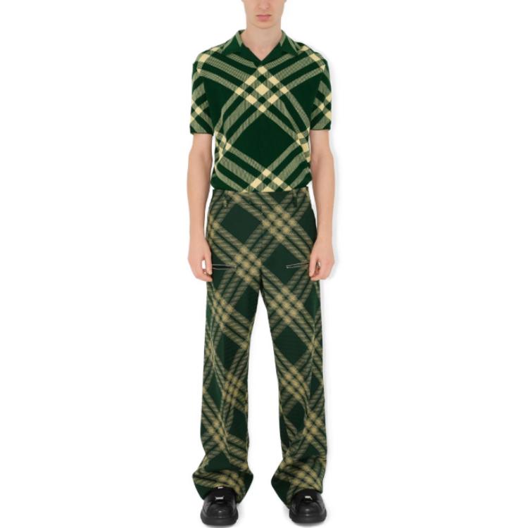 Shop Burberry 格紋直筒版型短袖POLO衫 水仙黃 80810921