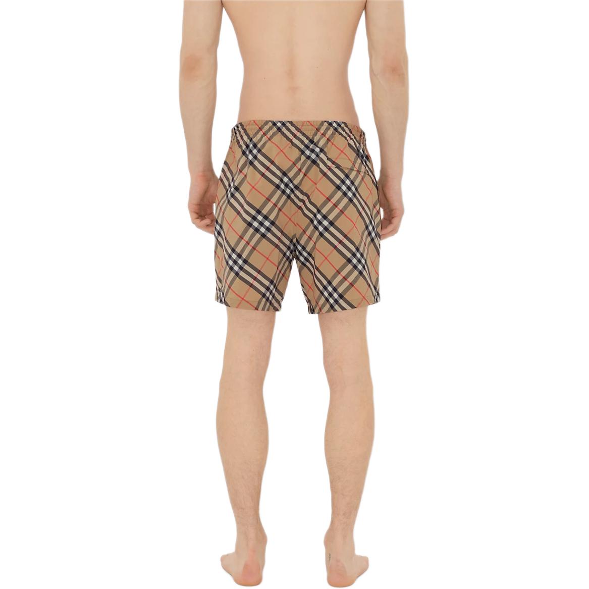 Shop Burberry Celana Renang Drawstring Kotak-Kotak Beige. 80873351