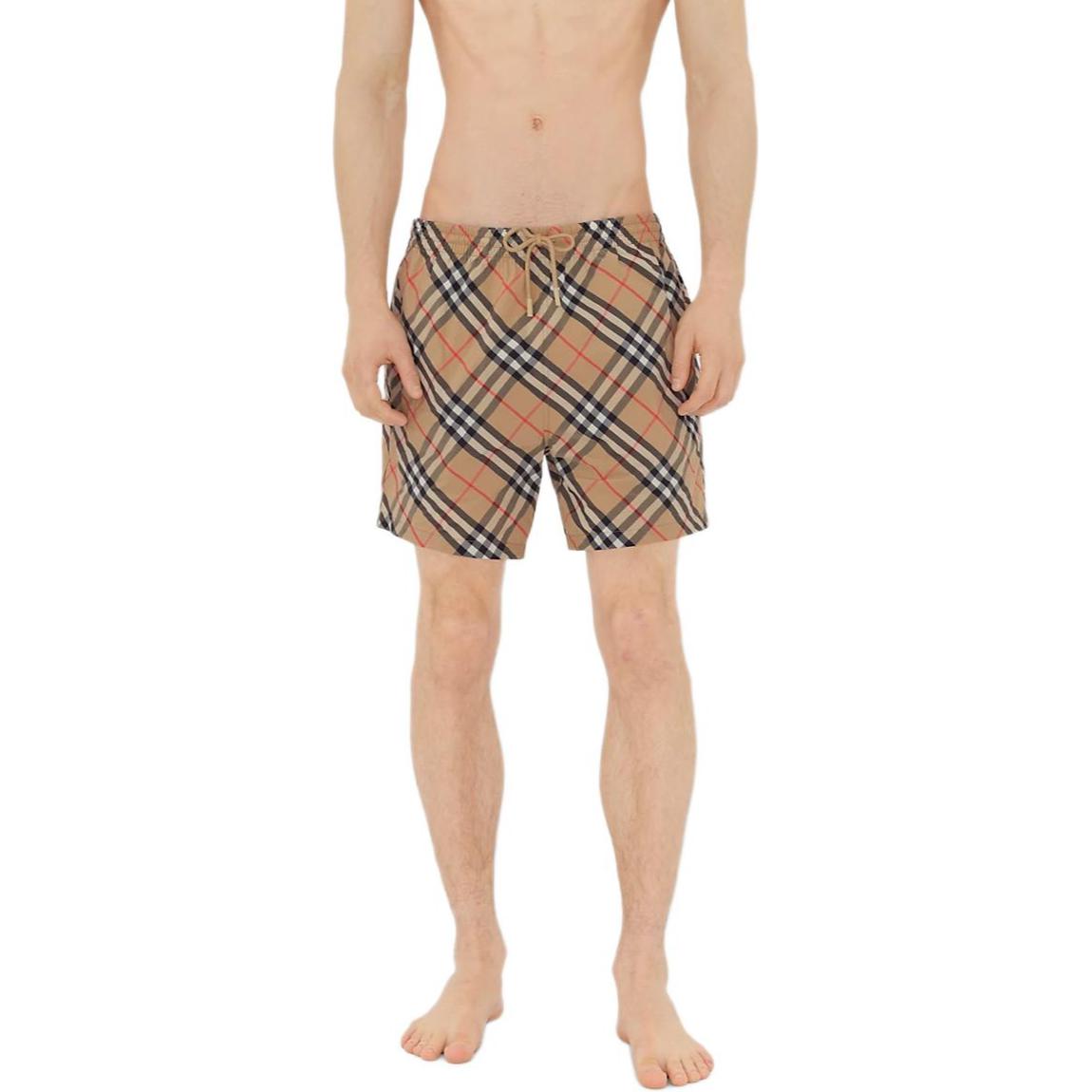 Purchase Burberry Celana Renang Drawstring Kotak-Kotak Beige. 80873351