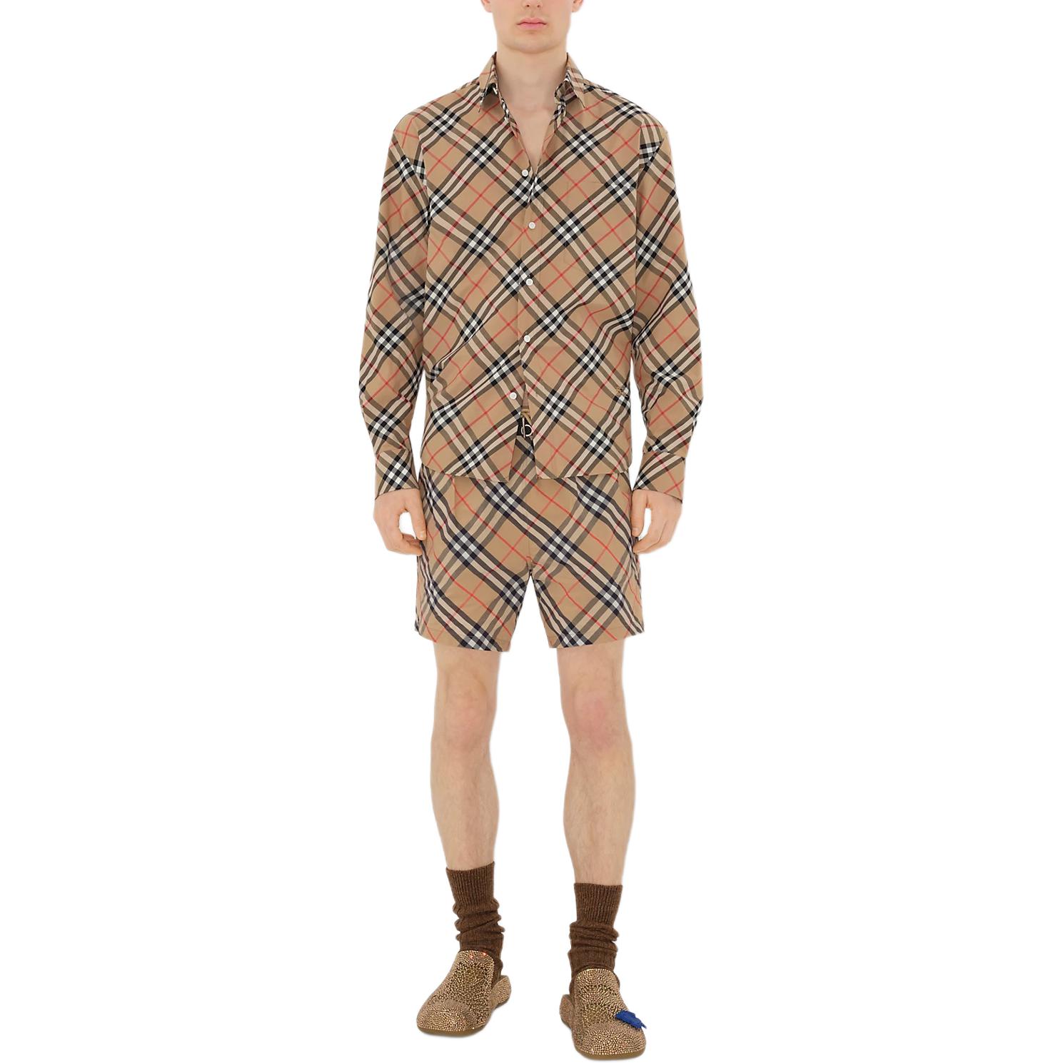 Details for Burberry Celana Renang Drawstring Kotak-Kotak Beige. 80873351