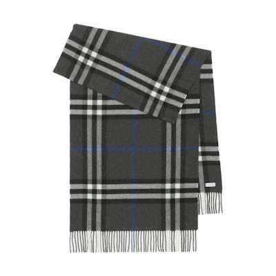 Burberry Checkered Cashmere Scarf Gray 80952081