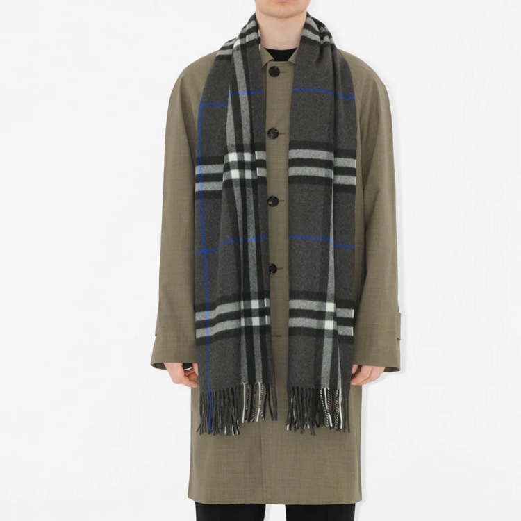 Burberry  Checkered Cashmere Scarf Gray 80952081 圖 4