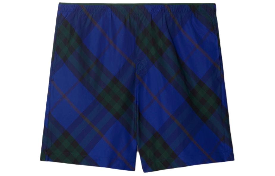 Order Burberry  Checkered Casual Elastic Waist Beach Shorts Knight Blue 80831601