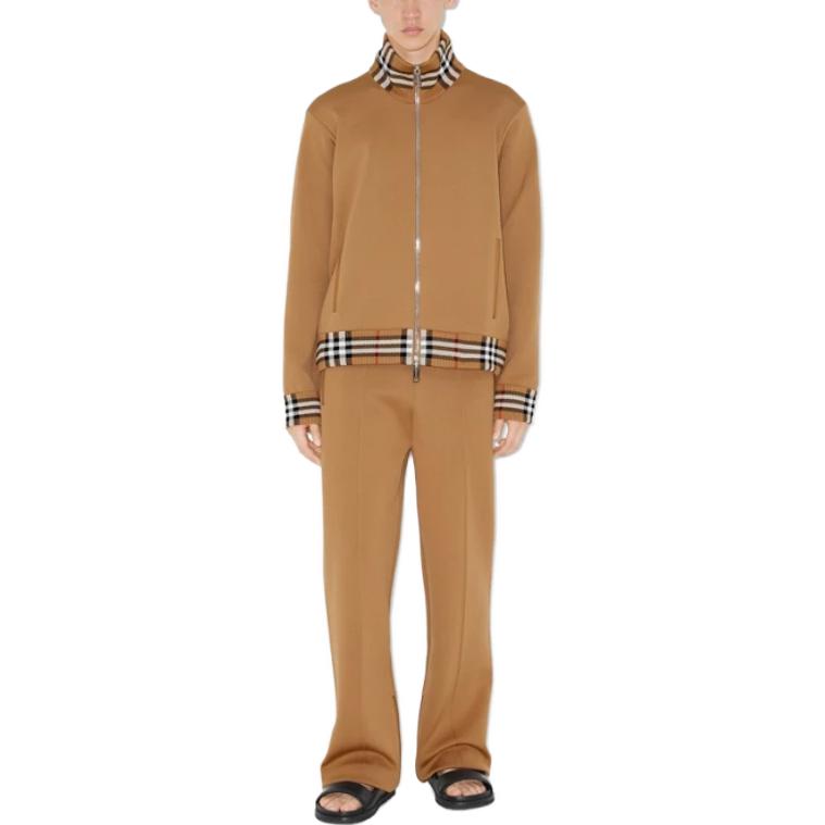 Burberry  Checkered High-Neck Long-Sleeve Jacket in Camel Color. 80718621 圖 4