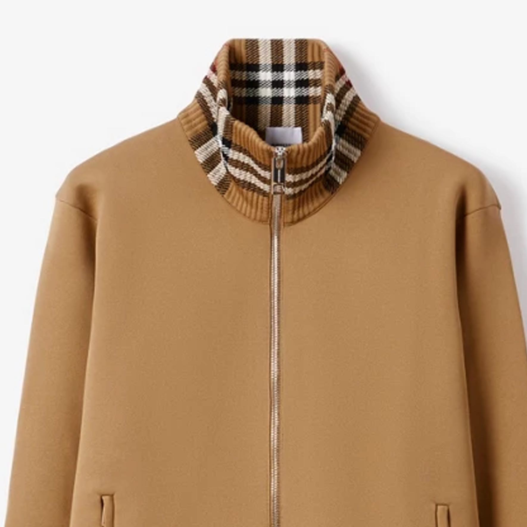 Burberry  Checkered High-Neck Long-Sleeve Jacket in Camel Color. 80718621 圖 7